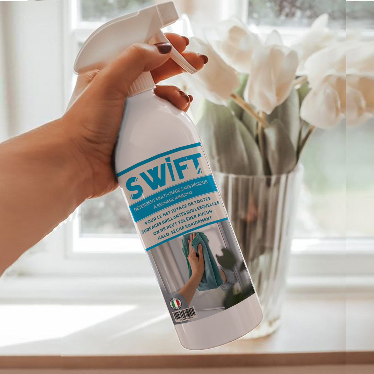 SWIFT - Nettoyant et polissant pour surfaces en verre et miroirs - 1 Litre